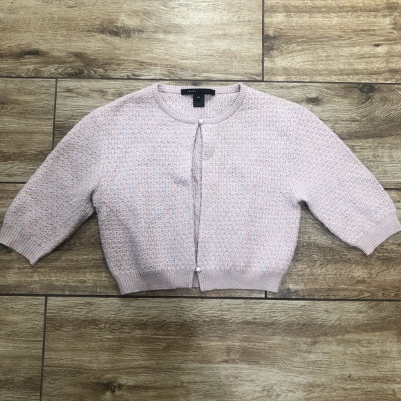 Marc Jacobs Pink Wool Cardigan Cropped Pearl Sz M - Picture 4 of 11